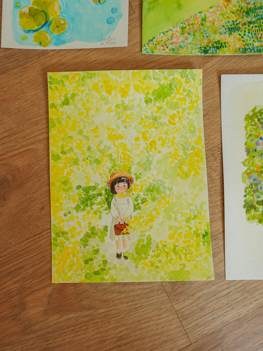 Original Painting - Sunlit Wallflowers